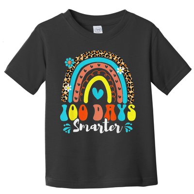 100 Days Smarter Rainbow Leopard Happy 100th Day Of School Toddler T-Shirt