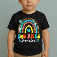 100 Days Smarter Rainbow Leopard Happy 100th Day Of School Toddler T-Shirt