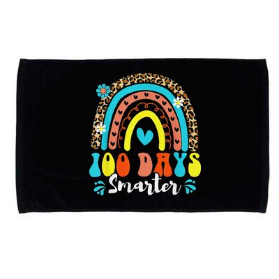 100 Days Smarter Rainbow Leopard Happy 100th Day Of School Microfiber Hand Towel