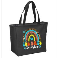 100 Days Smarter Rainbow Leopard Happy 100th Day Of School Zip Tote Bag