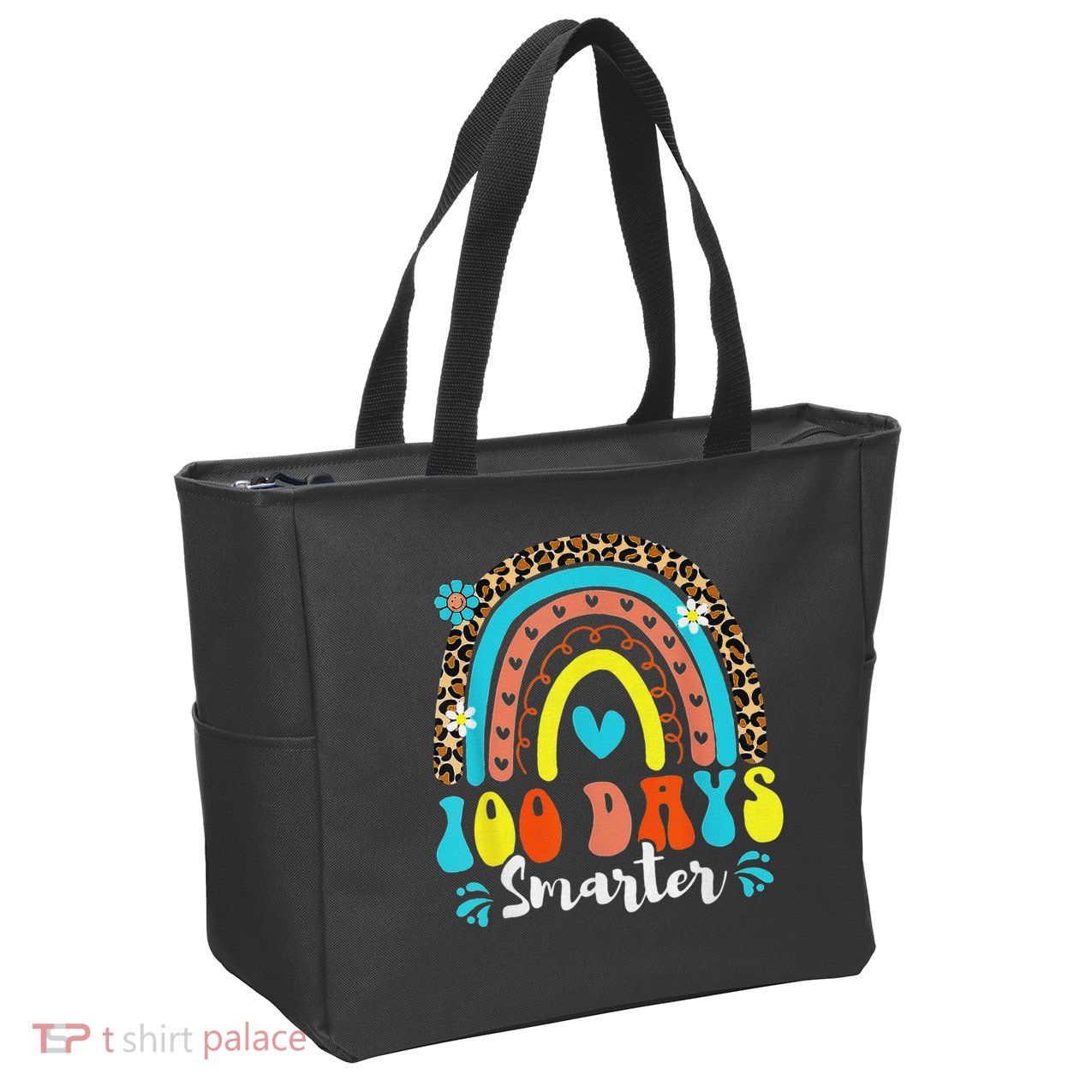 100 Days Smarter Rainbow Leopard Happy 100th Day Of School Zip Tote Bag