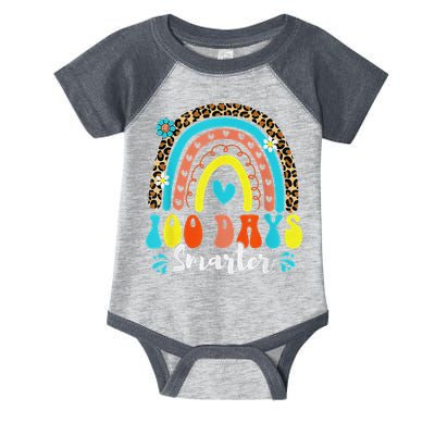 100 Days Smarter Rainbow Leopard Happy 100th Day Of School Infant Baby Jersey Bodysuit