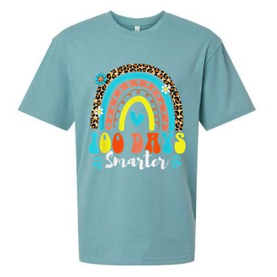 100 Days Smarter Rainbow Leopard Happy 100th Day Of School Sueded Cloud Jersey T-Shirt