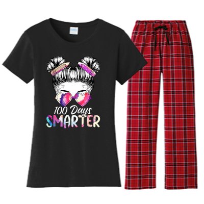 100 Days Smarter Messy Bun Women's Flannel Pajama Set