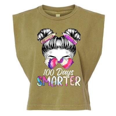 100 Days Smarter Messy Bun Garment-Dyed Women's Muscle Tee