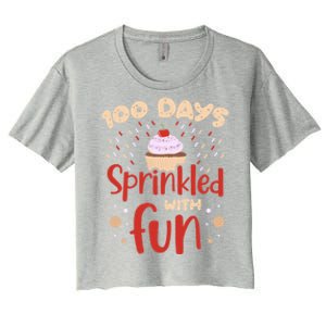 100 Days Sprinkled With Fun Cupcake 100 Days Of School Gift Women's Crop Top Tee