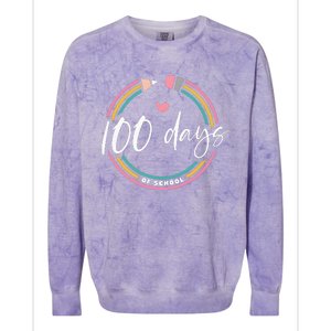 100 Days Teacher 100 Days Of School Colorblast Crewneck Sweatshirt