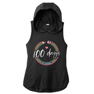 100 Days Teacher 100 Days Of School Ladies PosiCharge Tri-Blend Wicking Draft Hoodie Tank