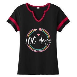 100 Days Teacher 100 Days Of School Ladies Halftime Notch Neck Tee