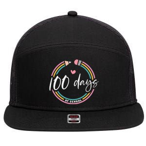 100 Days Teacher 100 Days Of School 7 Panel Mesh Trucker Snapback Hat