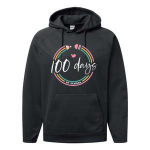 100 Days Teacher 100 Days Of School Performance Fleece Hoodie