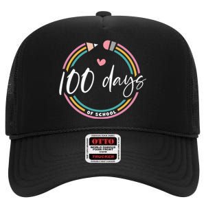 100 Days Teacher 100 Days Of School High Crown Mesh Back Trucker Hat