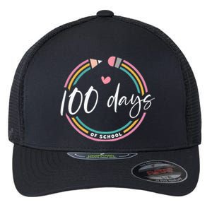 100 Days Teacher 100 Days Of School Flexfit Unipanel Trucker Cap