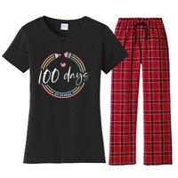 100 Days Teacher 100 Days Of School Women's Flannel Pajama Set