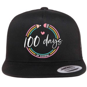 100 Days Teacher 100 Days Of School Flat Bill Trucker Hat