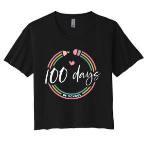 100 Days Teacher 100 Days Of School Women's Crop Top Tee