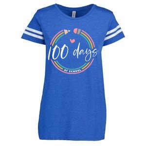 100 Days Teacher 100 Days Of School Enza Ladies Jersey Football T-Shirt