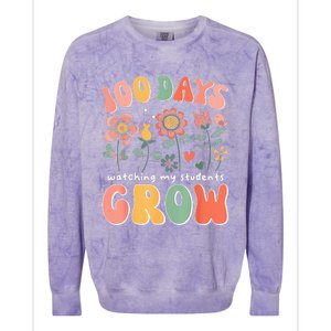 100 Day Watching My Students Grow 100 Days Of School Teacher Colorblast Crewneck Sweatshirt