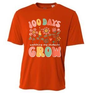 100 Day Watching My Students Grow 100 Days Of School Teacher Cooling Performance Crew T-Shirt