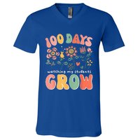 100 Day Watching My Students Grow 100 Days Of School Teacher V-Neck T-Shirt