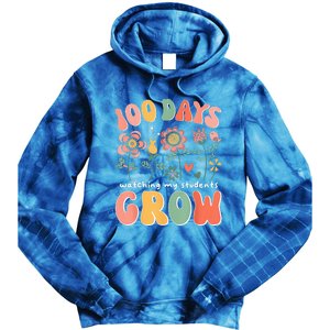 100 Day Watching My Students Grow 100 Days Of School Teacher Tie Dye Hoodie