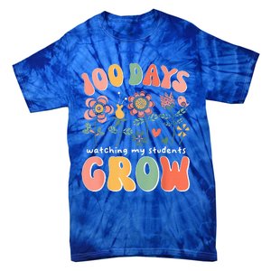 100 Day Watching My Students Grow 100 Days Of School Teacher Tie-Dye T-Shirt