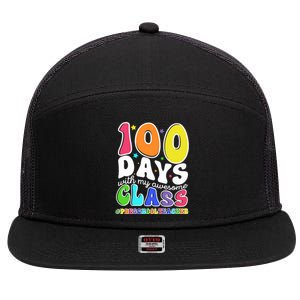 100 Days With My Awesome Class Preschool Teacher Cute Gift 7 Panel Mesh Trucker Snapback Hat