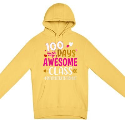 100 Days With My Awesome Class Math Interventionist School Gift Premium Pullover Hoodie