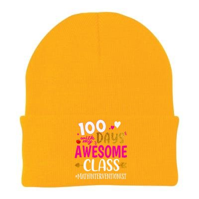 100 Days With My Awesome Class Math Interventionist School Gift Knit Cap Winter Beanie