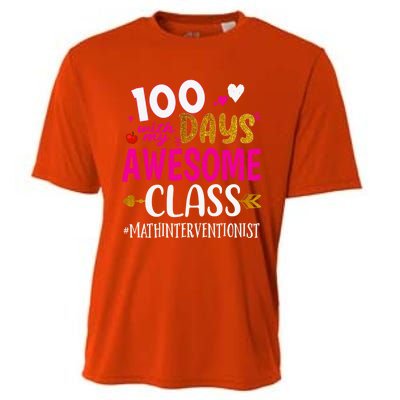 100 Days With My Awesome Class Math Interventionist School Gift Cooling Performance Crew T-Shirt