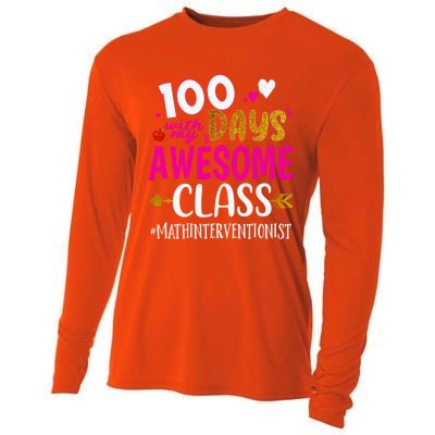 100 Days With My Awesome Class Math Interventionist School Gift Cooling Performance Long Sleeve Crew