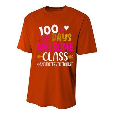 100 Days With My Awesome Class Math Interventionist School Gift Performance Sprint T-Shirt