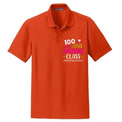 100 Days With My Awesome Class Math Interventionist School Gift Dry Zone Grid Polo