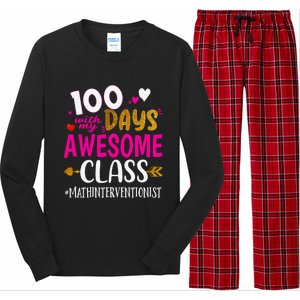 100 Days With My Awesome Class Math Interventionist School Gift Long Sleeve Pajama Set