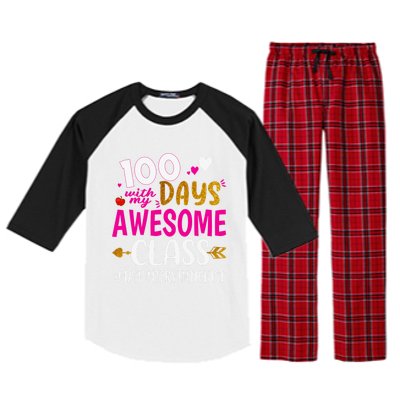 100 Days With My Awesome Class Math Interventionist School Gift Raglan Sleeve Pajama Set