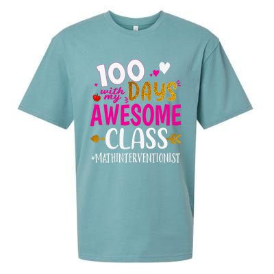 100 Days With My Awesome Class Math Interventionist School Gift Sueded Cloud Jersey T-Shirt