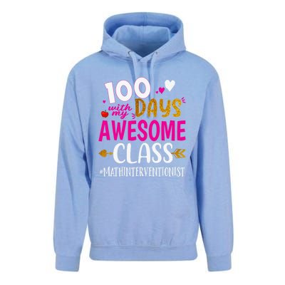 100 Days With My Awesome Class Math Interventionist School Gift Unisex Surf Hoodie