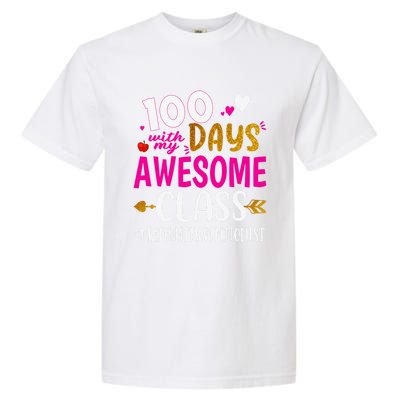 100 Days With My Awesome Class Math Interventionist School Gift Garment-Dyed Heavyweight T-Shirt