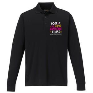 100 Days With My Awesome Class Math Specialist School Cool Gift Performance Long Sleeve Polo