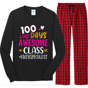 100 Days With My Awesome Class Math Specialist School Cool Gift Long Sleeve Pajama Set