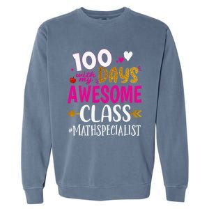 100 Days With My Awesome Class Math Specialist School Cool Gift Garment-Dyed Sweatshirt