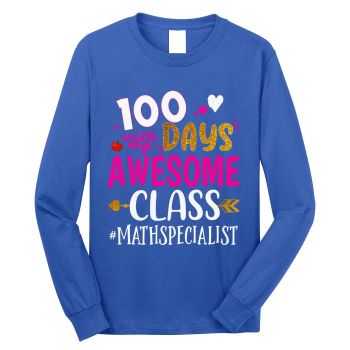 100 Days With My Awesome Class Math Specialist School Cool Gift Long Sleeve Shirt