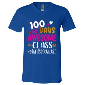 100 Days With My Awesome Class Math Specialist School Cool Gift V-Neck T-Shirt