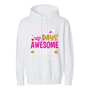 100 Days With My Awesome Class Math Specialist School Cool Gift Garment-Dyed Fleece Hoodie