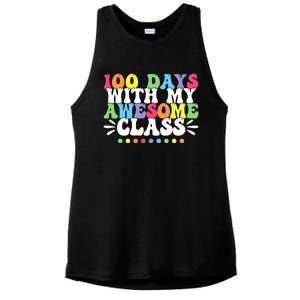 100 Days With My Awesome Class Teachers 100th Day Of School Cute Gift Ladies PosiCharge Tri-Blend Wicking Tank