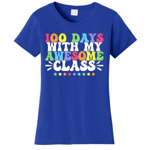 100 Days With My Awesome Class Teachers 100th Day Of School Cute Gift Women's T-Shirt