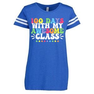 100 Days With My Awesome Class Teachers 100th Day Of School Cute Gift Enza Ladies Jersey Football T-Shirt