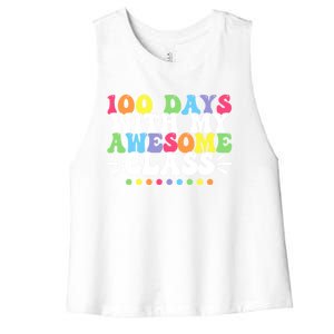 100 Days With My Awesome Class Teachers 100th Day Of School Cute Gift Women's Racerback Cropped Tank