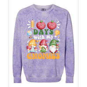 100 Days With My Gnomies 100th Day Of School Gnome Lovers Gift Colorblast Crewneck Sweatshirt