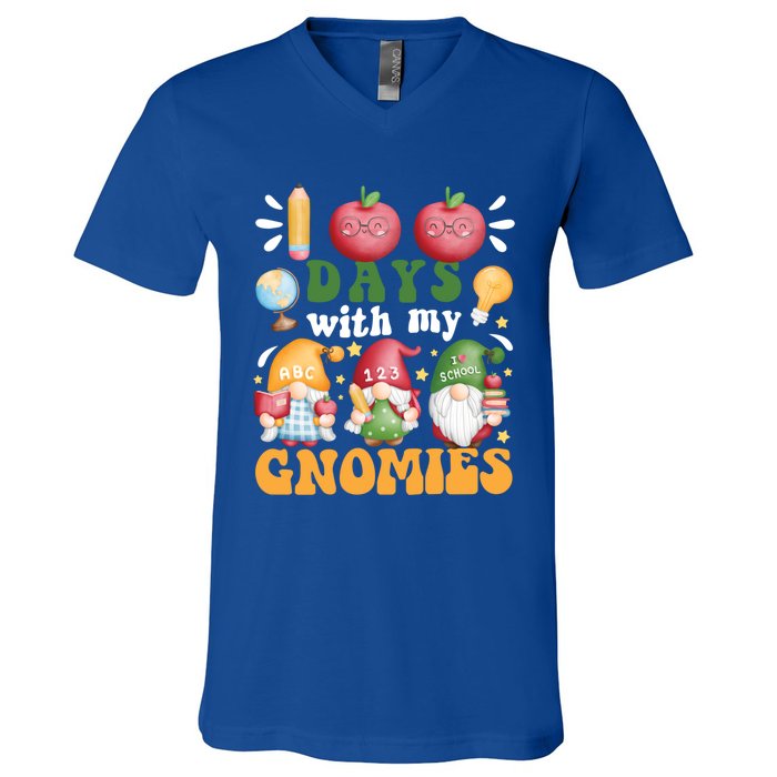 100 Days With My Gnomies 100th Day Of School Gnome Lovers Gift V-Neck T-Shirt